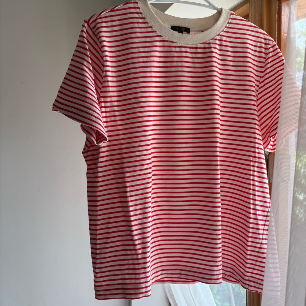 Massimo Dutti Red & White Striped Fitted Short Sleeve Tee (excellent condition)